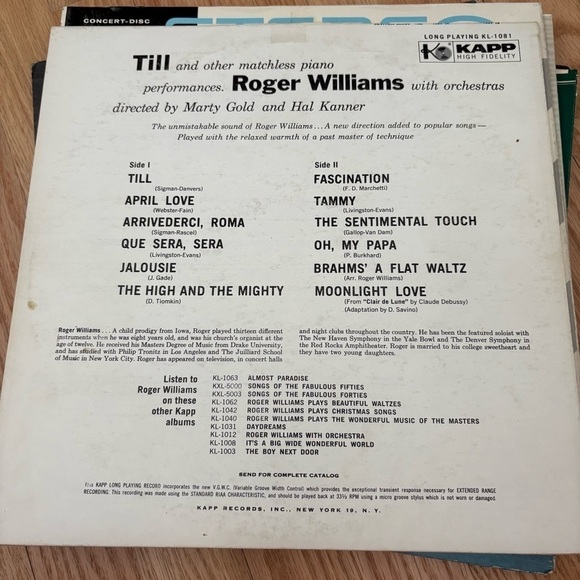 Vintage Record LP Bundle Lot Roger Williams My Fair Lady and Gigi Roger Williams - Picture 3 of 15